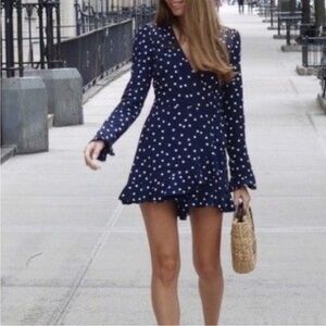Zara Trafaluc collection polka dot wrap romper ruffle hem ruffle sleeve flirty